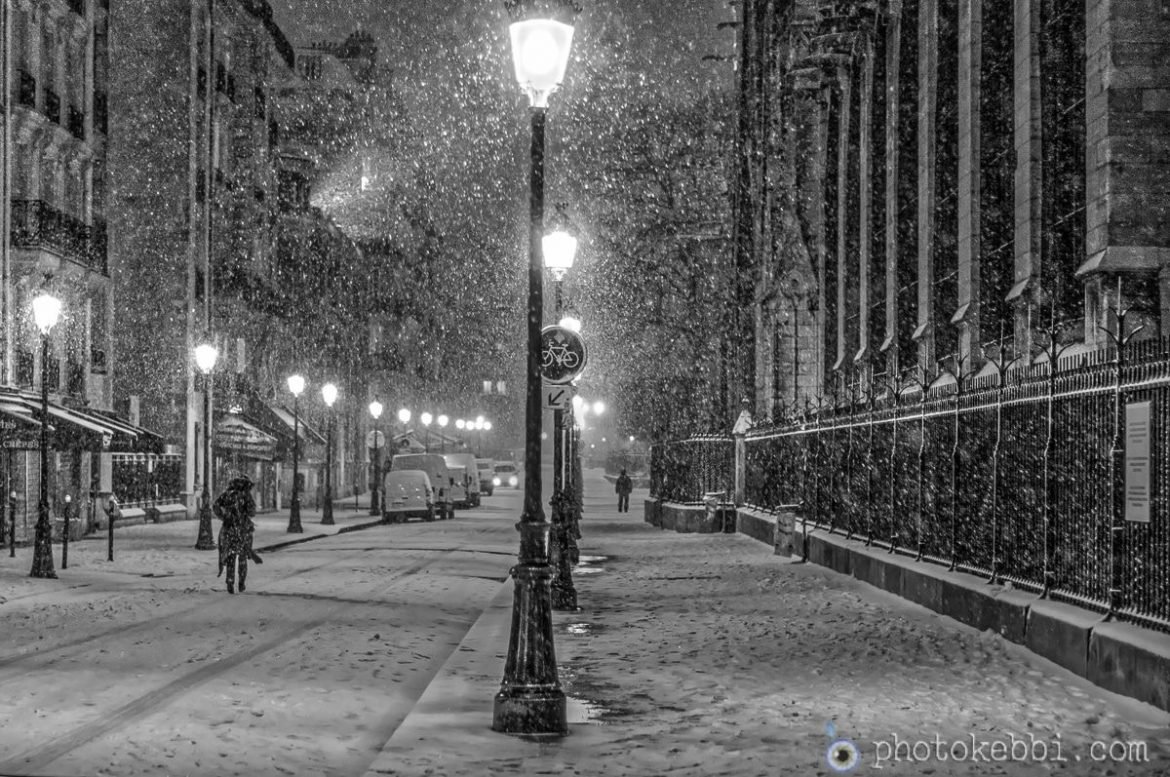 Paris sous la neige Photographie en noir et blanc